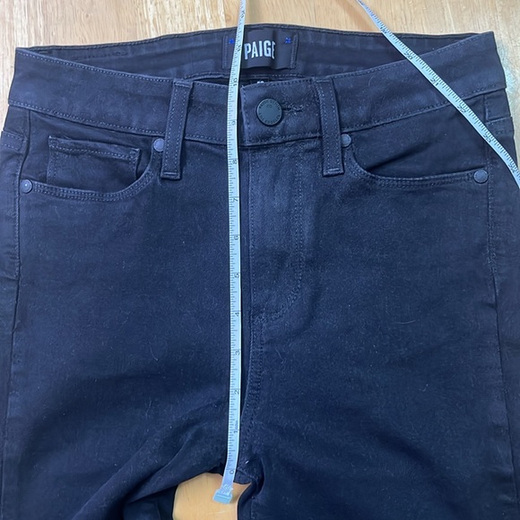 PAIGE Hoxton Straight Ankle Black Jeans Ruffle Distressed Hem - Picture 7 of 9